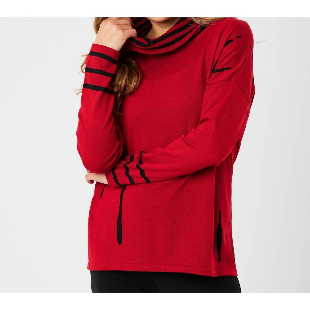 NEW ANGEL APPAREL cowl neck oversized sweater in red/black